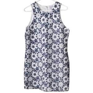 Francesca's Alya Navy and White Embroidered Floral Sleeveless Dress, Size M
